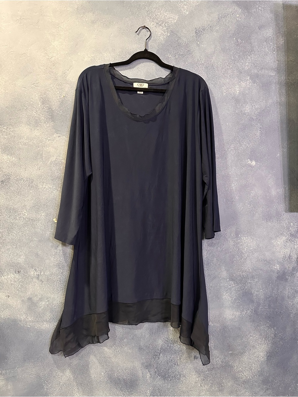 Cato Navy Layered Chiffon Tunic Top